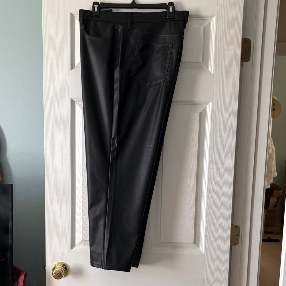 LOFT Black Faux Leather Tapered Pants